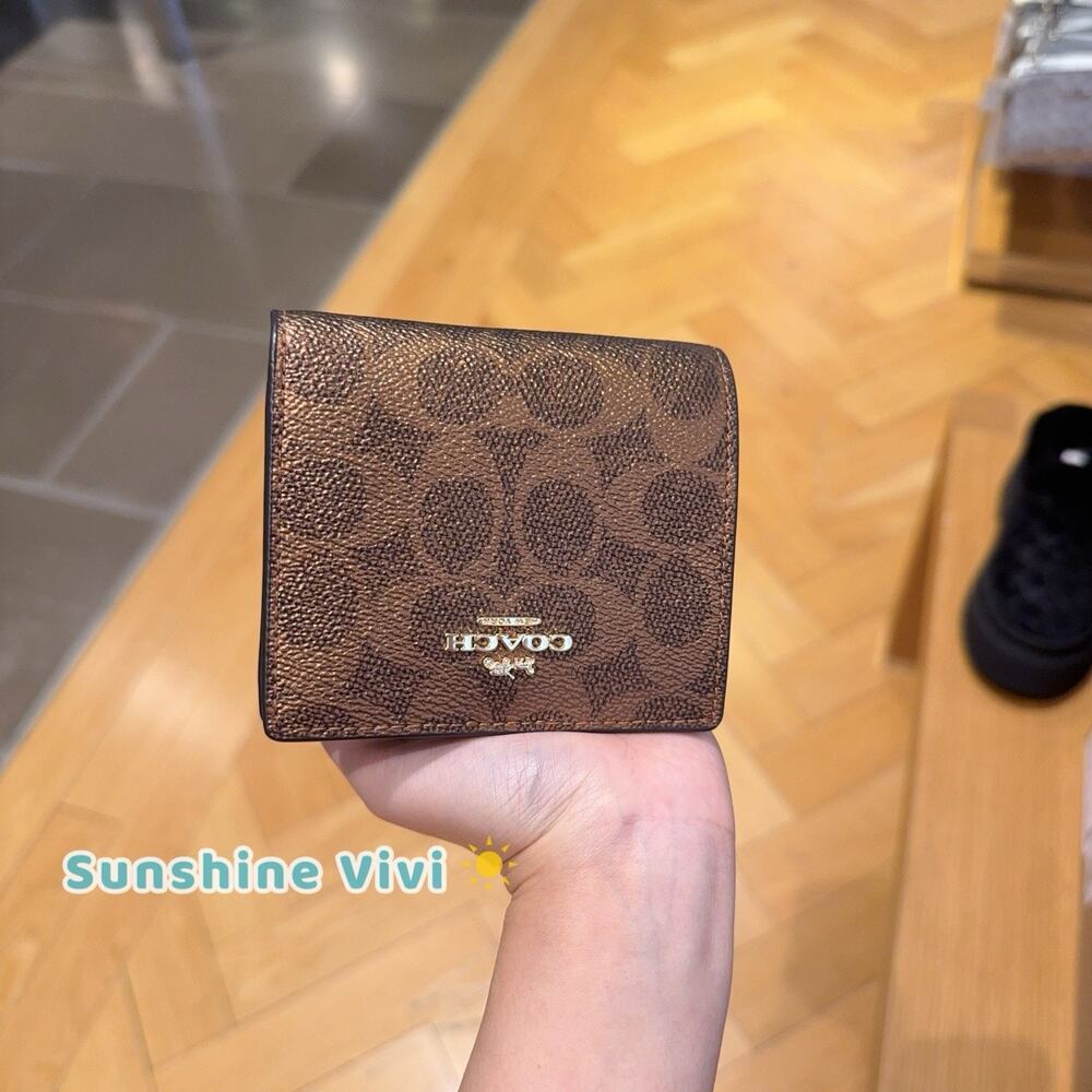 NWT Coach Snap WalletIn Signature Canvas CCL96 BROWN/COPPER